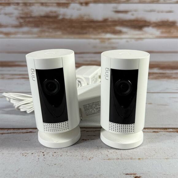 2 pack Ring Indoor Stick Up Cam HD Security Camera - White 1st Gen 5UM75E - Picture 1 of 3